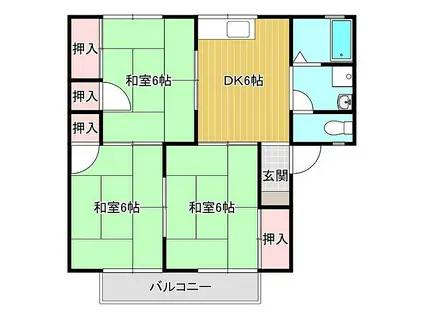 JR播但線 野里駅 徒歩10分 2階建 築36年(3DK/2階)の間取り写真