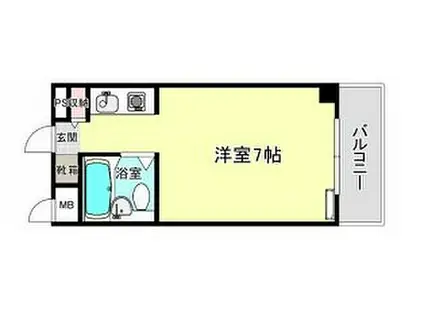 JR播但線 野里駅 徒歩28分 5階建 築33年(ワンルーム/4階)の間取り写真