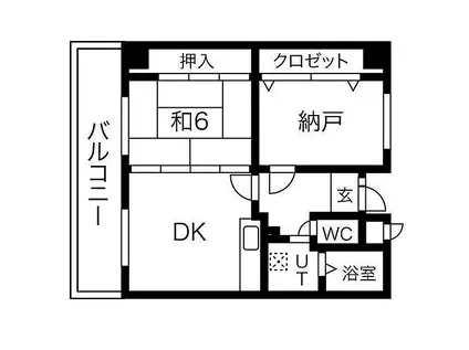 阪急千里線 豊津駅(大阪) 徒歩7分 6階建 築28年(1DK/2階)の間取り写真