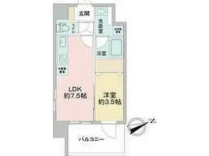 大阪メトロ御堂筋線 江坂駅 徒歩7分 9階建 築6年(1LDK/2階)の間取り写真