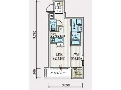 阪急京都本線 上新庄駅 徒歩9分 4階建 新築(1LDK/3階)の間取り写真