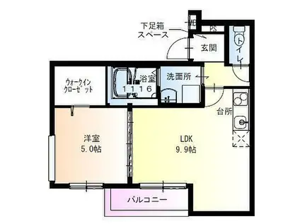 阪神なんば線 出来島駅 徒歩5分 3階建 新築(1LDK/3階)の間取り写真