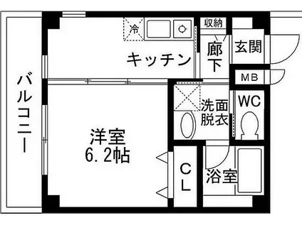 JR東西線 御幣島駅 徒歩9分 4階建 築14年(1K/4階)の間取り写真