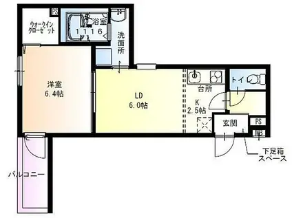 阪神なんば線 出来島駅 徒歩5分 3階建 新築(1LDK/2階)の間取り写真