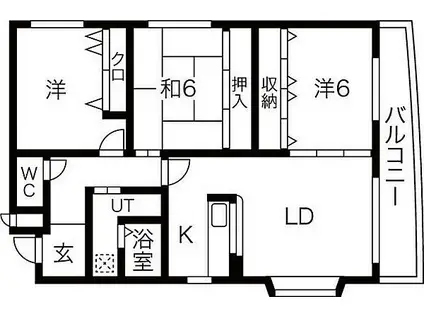 阪急千里線 関大前駅 徒歩5分 3階建 築28年(3LDK/2階)の間取り写真