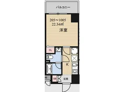 大阪メトロ御堂筋線 江坂駅 徒歩7分 10階建 築13年(1K/7階)の間取り写真
