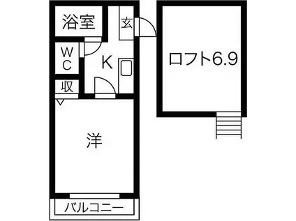 阪急千里線 関大前駅 徒歩7分 3階建 築38年(1K/3階)の間取り写真
