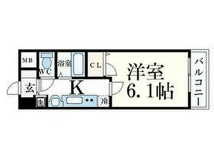 プレミアムコート神戸三宮(1K/8階)の間取り写真