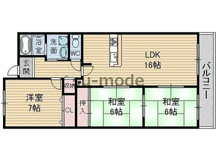 ルノン茨木II(3LDK/4階)の間取り写真