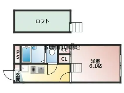 竹橋町アパート(1SK/2階)の間取り写真