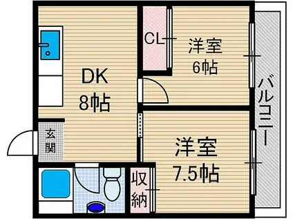 山崎第7マンション(2DK/5階)の間取り写真
