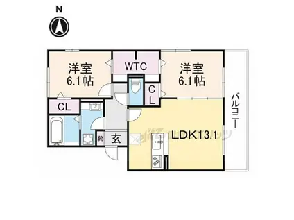 近鉄橿原線 新ノ口駅 徒歩4分 3階建 築1年(2LDK/3階)の間取り写真