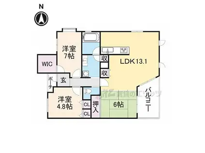 レイセニット奈良 グラン・ヴェルジェ(3LDK/5階)の間取り写真
