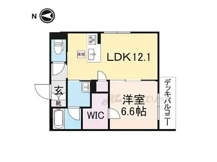 近鉄奈良線 生駒駅 徒歩2分 4階建 築1年(1LDK/1階)の間取り写真