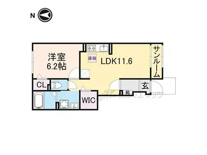 近鉄大阪線 桜井駅(奈良) 徒歩9分 2階建 新築(1LDK/1階)の間取り写真
