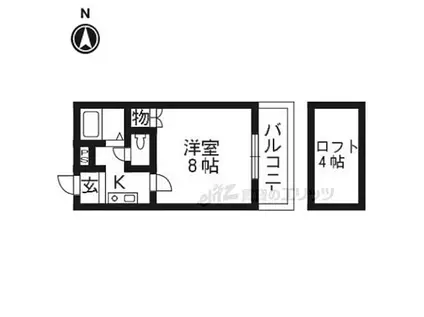 京阪本線 樟葉駅 徒歩19分 2階建 築32年(1K/2階)の間取り写真