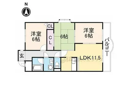京阪本線 寝屋川市駅 徒歩14分 10階建 築29年(3LDK/9階)の間取り写真