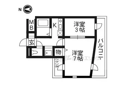 京阪本線 樟葉駅 徒歩8分 4階建 築30年(2K/2階)の間取り写真