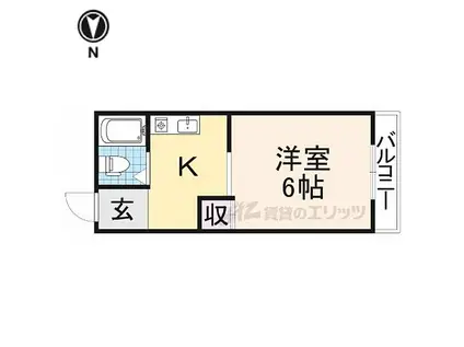 JR片町線(学研都市線) 藤阪駅 徒歩46分 3階建 築39年(1K/2階)の間取り写真