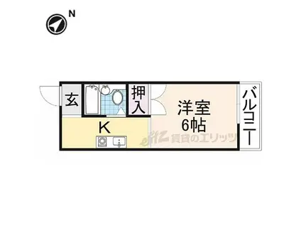 京阪本線 牧野駅 徒歩11分 4階建 築34年(1K/2階)の間取り写真