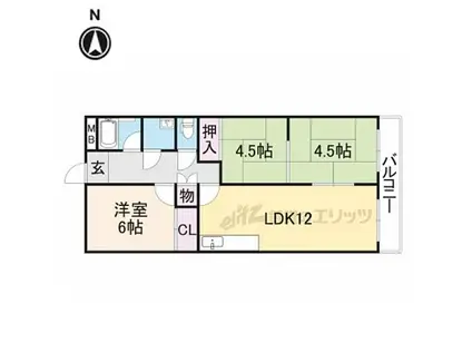 近鉄奈良線 東生駒駅 徒歩5分 3階建 築34年(3LDK/3階)の間取り写真