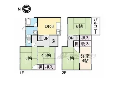 近鉄大阪線 桜井駅(奈良) 徒歩7分 2階建 築42年(5DK)の間取り写真