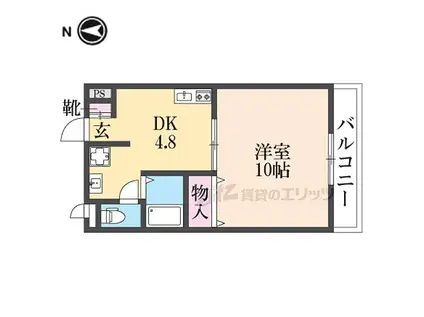 近鉄大阪線 耳成駅 徒歩1分 3階建 築22年(1DK/2階)の間取り写真