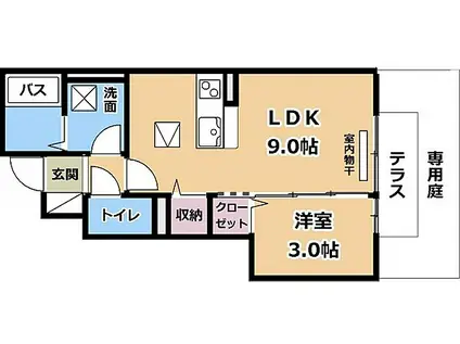 ローズコートハイツ木村(1LDK/1階)の間取り写真