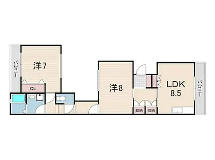 エタージュ(2LDK/1階)の間取り写真