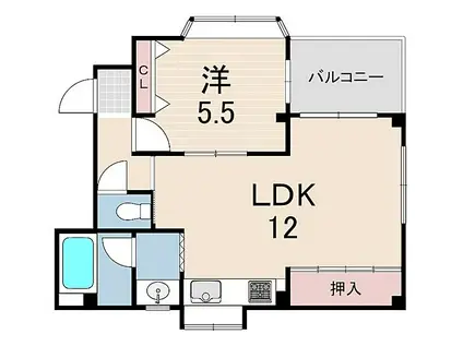 レジデンシア甲子園(1LDK/2階)の間取り写真