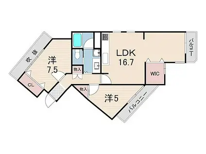 パラッツィーナセシリア夙川 B館(2LDK/3階)の間取り写真
