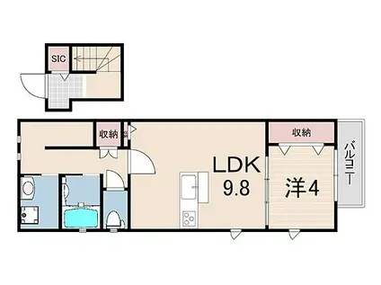 パルティール甲子園口(1LDK/2階)の間取り写真