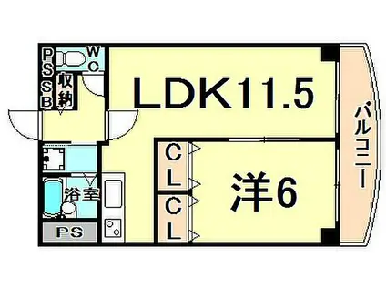 福寿荘弐番館(1LDK/3階)の間取り写真