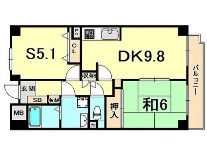 アスプリ西宮(1SDK/4階)の間取り写真