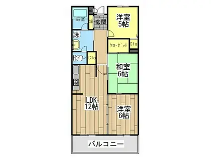 ファミーユ高座渋谷(3LDK/2階)の間取り写真