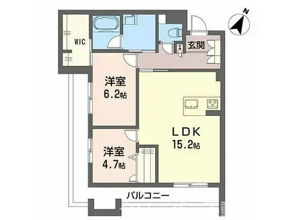 ベンベヌート(2LDK/2階)の間取り写真