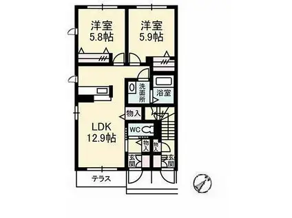 シャーメゾン柞田 A棟(2LDK/1階)の間取り写真