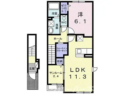 リシェスA(1LDK/2階)の間取り写真