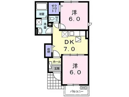 メゾン・カルムIII(2DK/1階)の間取り写真