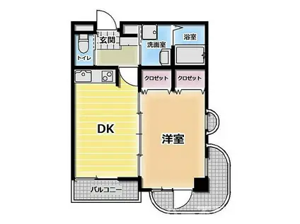 JR予讃線 丸亀駅 徒歩7分 7階建 築18年(1DK/5階)の間取り写真