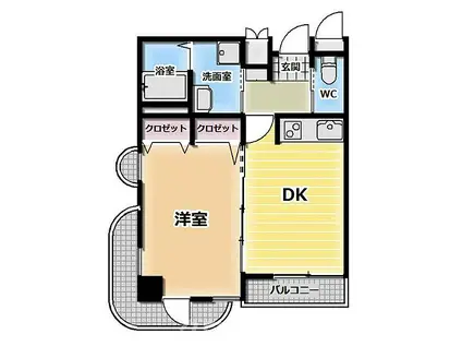 JR予讃線 丸亀駅 徒歩7分 7階建 築18年(1DK/6階)の間取り写真