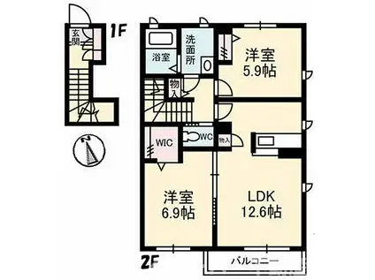 シャーメゾン南町A(2LDK/2階)の間取り写真