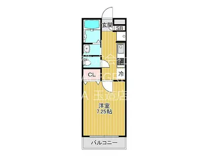 大阪メトロ今里筋線 今里駅(近鉄) 徒歩3分 9階建 築21年(1K/4階)の間取り写真