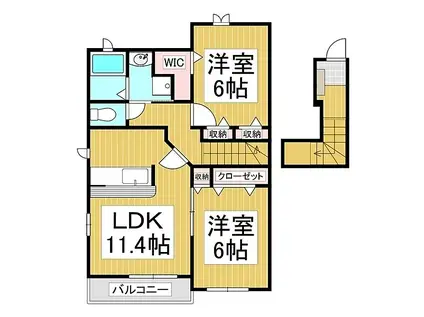 JR中央本線 富士見駅 徒歩16分 2階建 築16年(2LDK/2階)の間取り写真