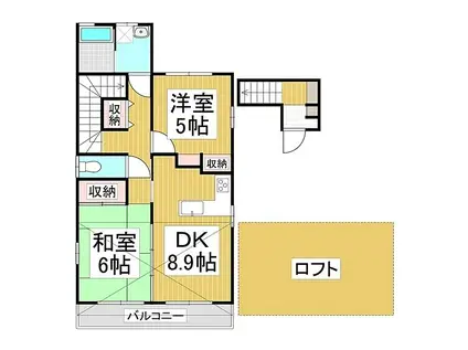 末広 2F(2DK/2階)の間取り写真