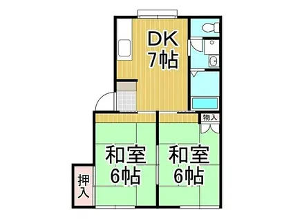 フレグランス長峯 B(2DK/2階)の間取り写真