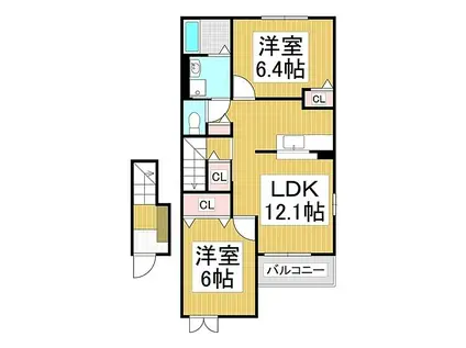 JR中央本線 茅野駅 バス乗車時間：6分 頼岳寺下バス停で下車 徒歩2分 2階建 築17年(2LDK/2階)の間取り写真