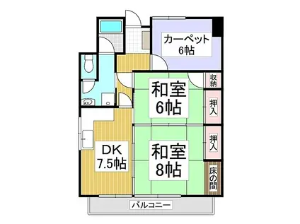 サンフラワーヒノマンション(3DK/1階)の間取り写真