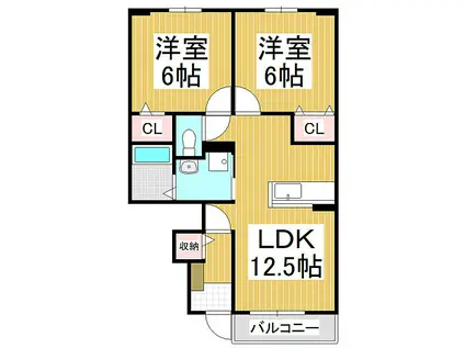 JR中央本線 下諏訪駅 徒歩36分 2階建 築11年(2LDK/1階)の間取り写真