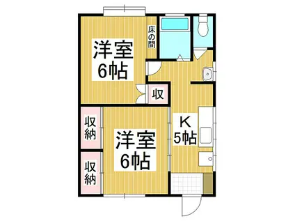平林中洲アパート(2K/2階)の間取り写真